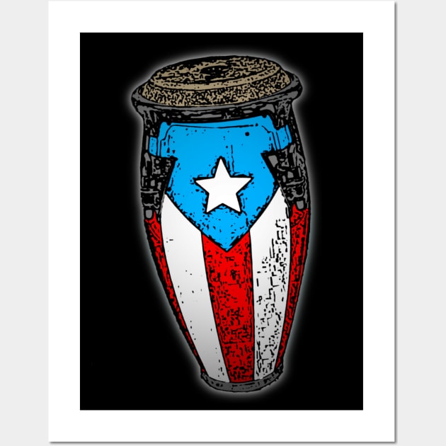 Puerto Rican Flag Conga Drum Wall Art by SoLunAgua